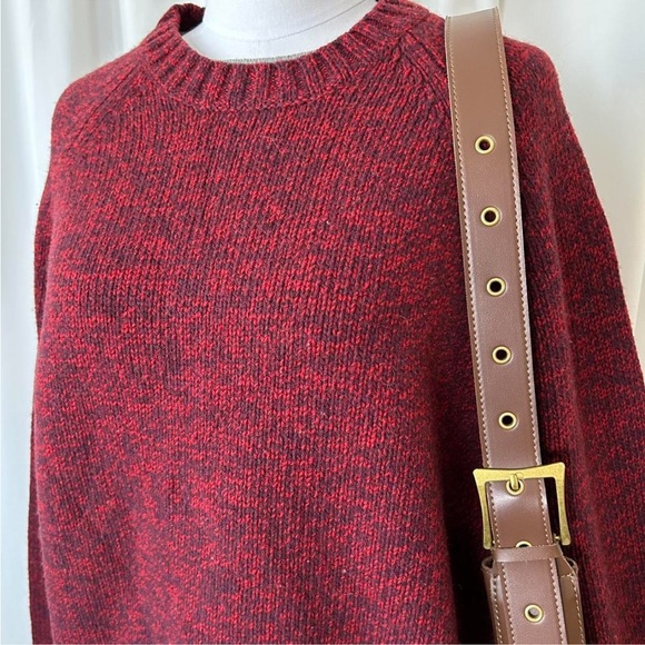 Vintage Lands’ End 100% wool crewneck sweater Burgundy red oversized - Picture 7 of 9